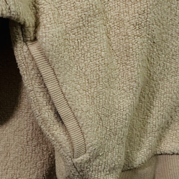 Cupshe Oversized Cropped Teddy Cardigan 100% Cotton Beige V Neck Beach Size M - Picture 3 of 7